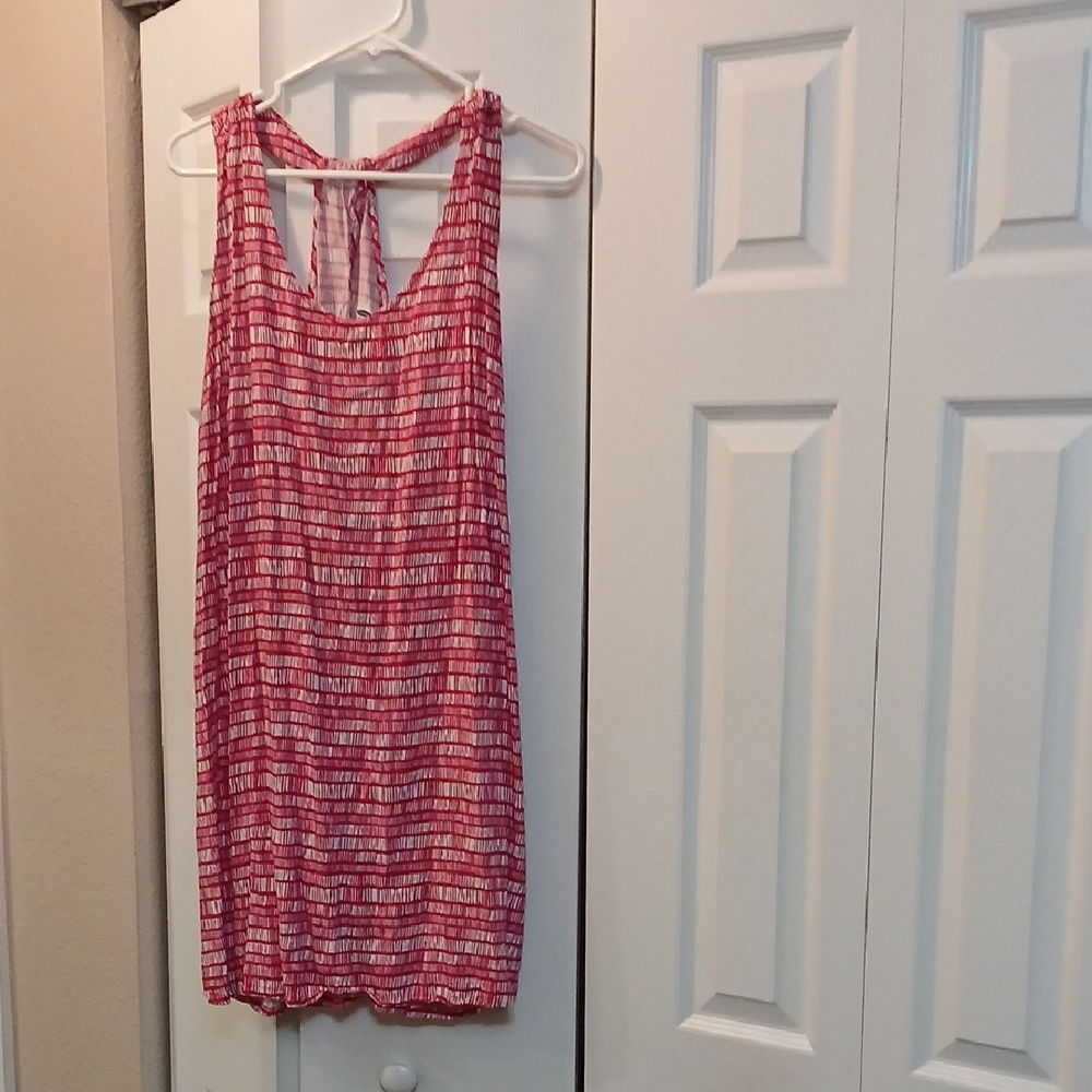 Old Navy Red and White Patterned Dress